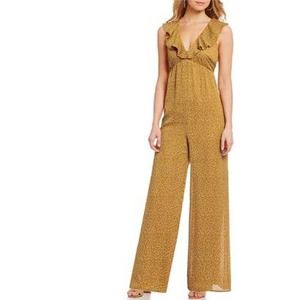 SUGAR + LIPS Mustard Ditsy Dots Wide Leg Jumpsuit Size M